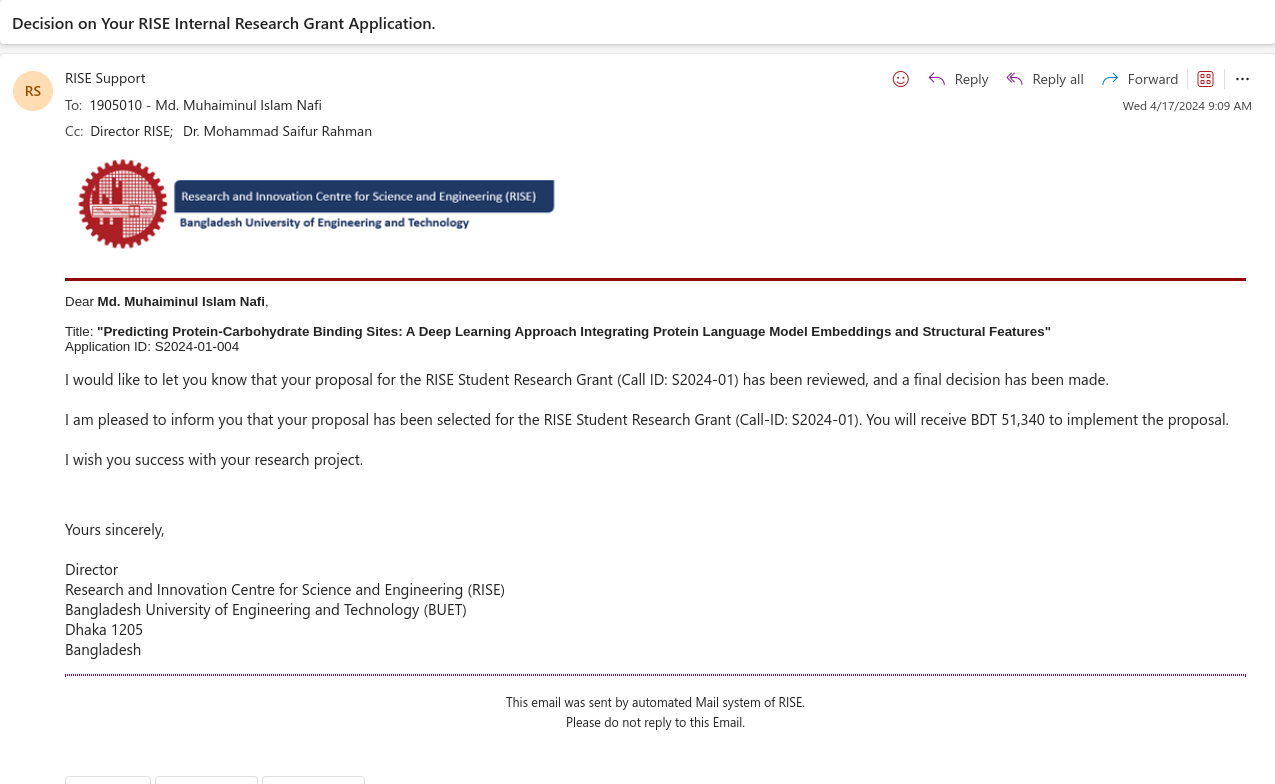Award Email
